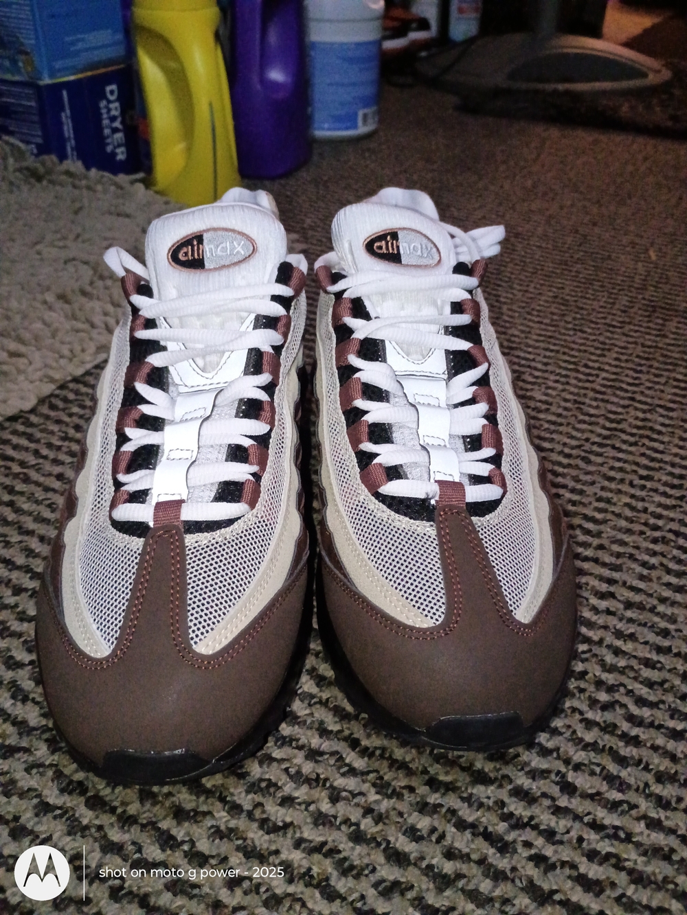 Nike Air Max 95s  Men's Brown, White and Black Mesh Sneakers